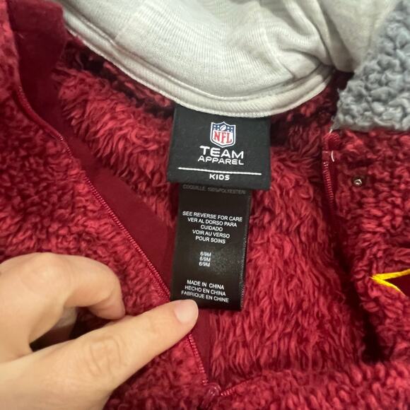 NFL Team Apparel Commanders Burgundy Gray Hooded Fleece Baby Romper 6-9M - Picture 6 of 9